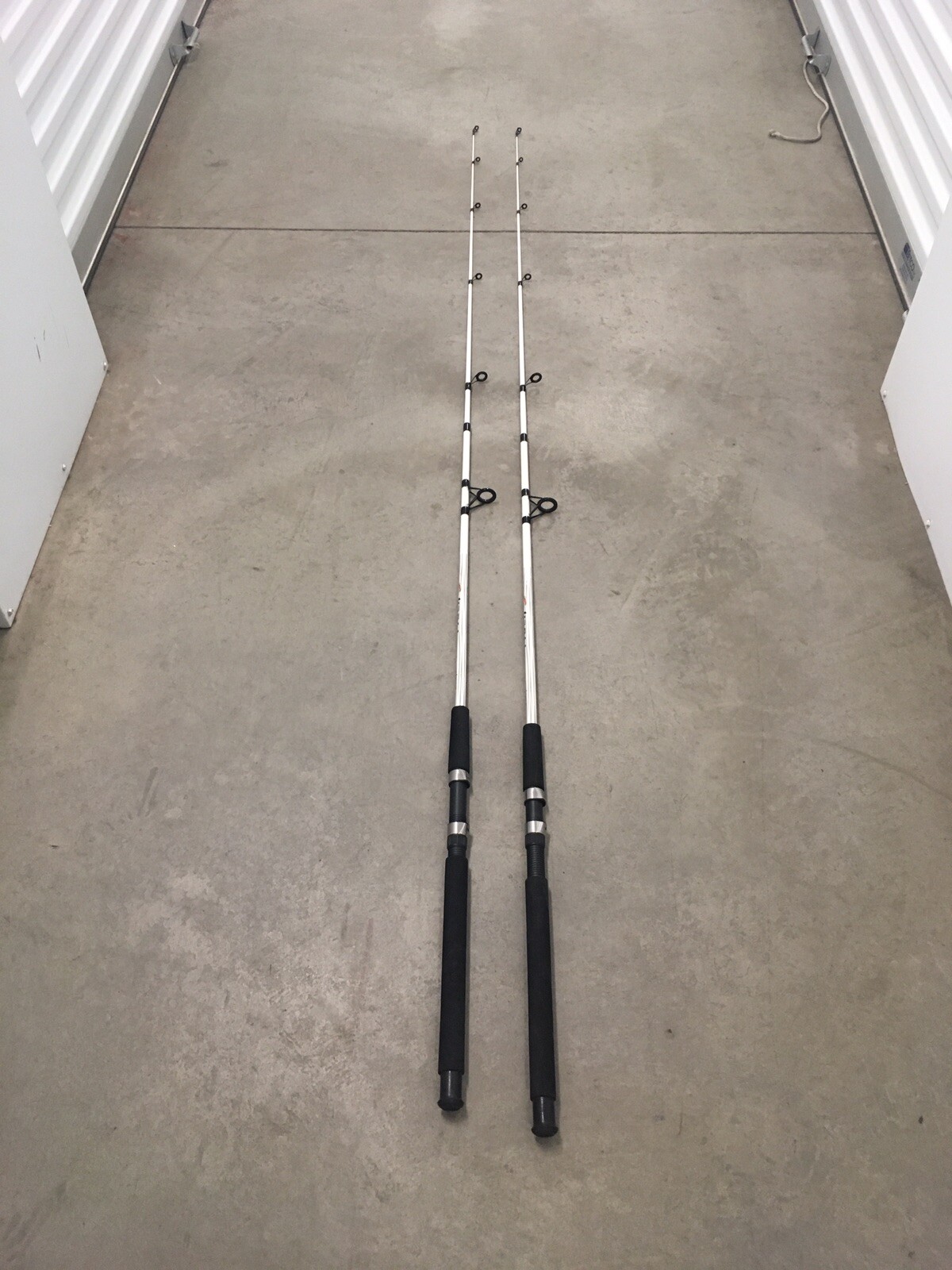 2 Shakespeare Tiger Spinning Rods 7’ Fresh/Saltwater Catfish/Trolling Med BLACK