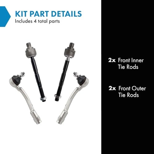 Front Inner and Outer Tie Rod Set 4 Piece Compatible with 2006-2011 PSA32905