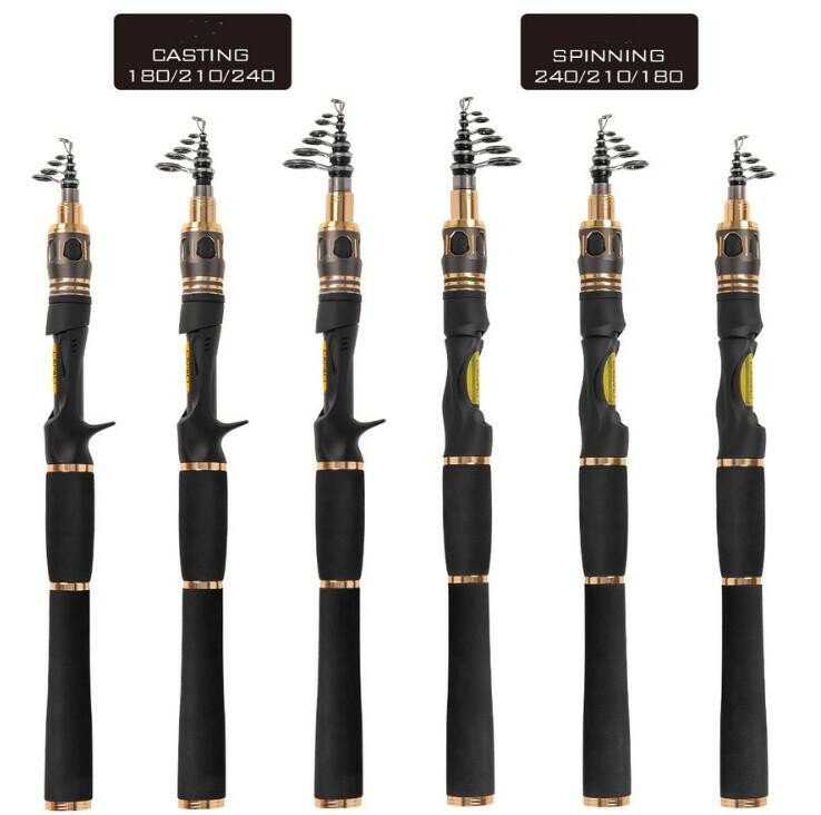Rock Fishing Rods Spinning Carbon Fiber Telescopic Rods Casting Poles 1.8m-2.4m