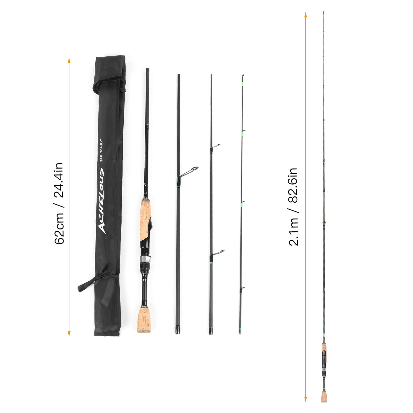 Travel Fishing Rod Lightweight Carbon 4 Pieces Fishing A7F9