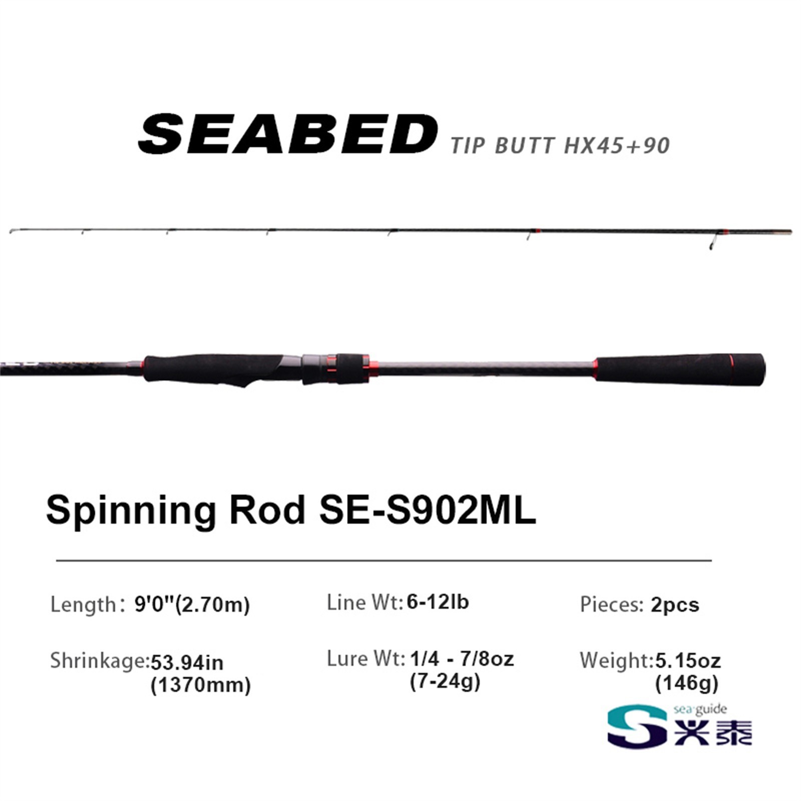 PURELURE SEABED Long-distance Casting 9/10ft Spinning Fishing Rod Shore Sea Bass