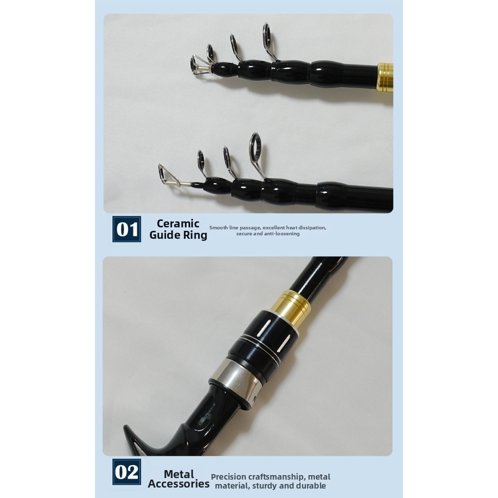 Telescopic Fishing Rod with Carbon Fiber Blank 43cm Transport Length ML