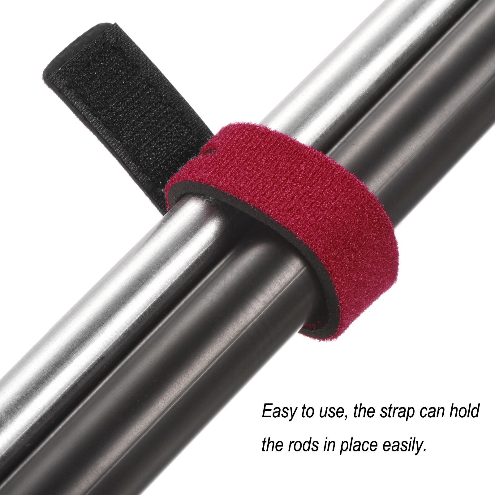 10pcs Fishing Rod Strap, 20cm Stretchy Belts Holders Pole Sleeve Cover, Red