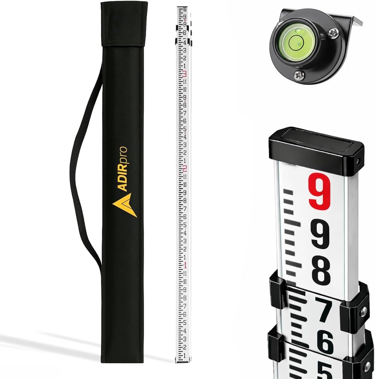 9ft Aluminum Telescoping Rod | Dual-Sided Leveling with Case
