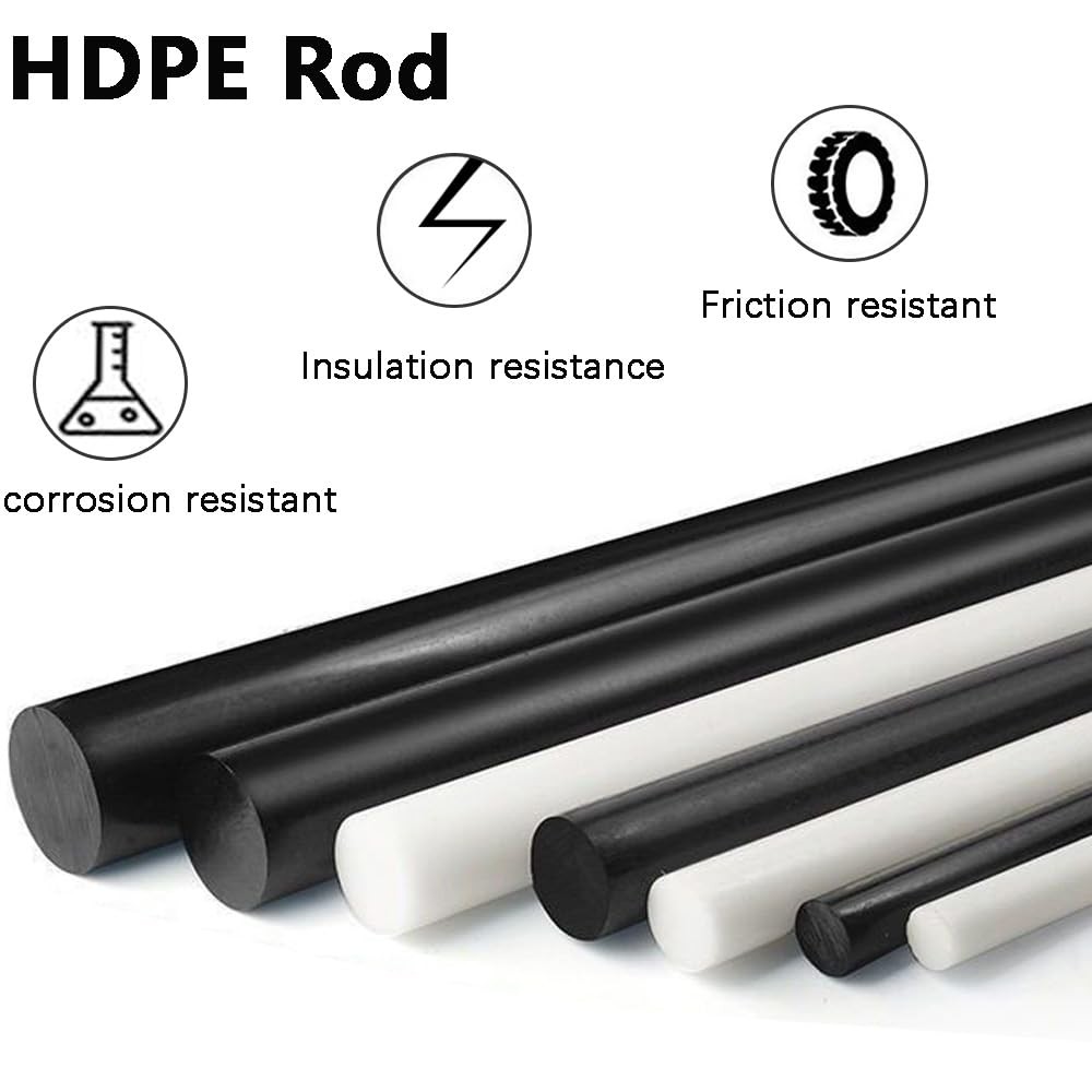 12 Inch Length High Density Polyethylene HDPE Round Rod 2×12 Black Bar