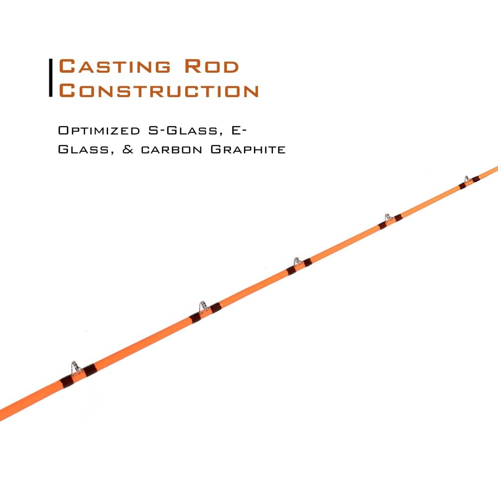 Catfish Pro Tournament Series Casting Rod – 7’6″ One-Piece 7’6, Orange
