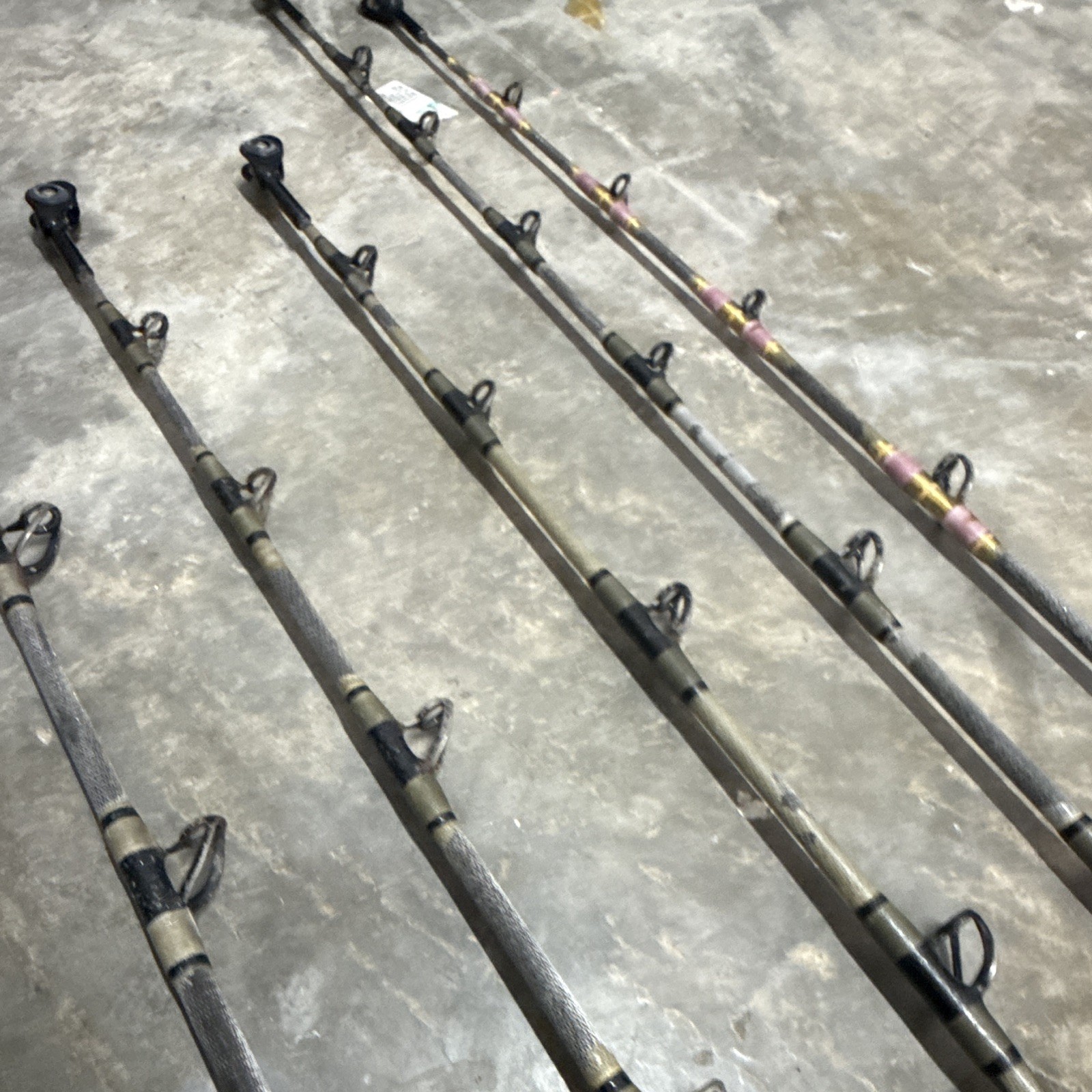 5- Custom tuna rods- used- Calstar blanks- Winthrop tips except 1 of them.