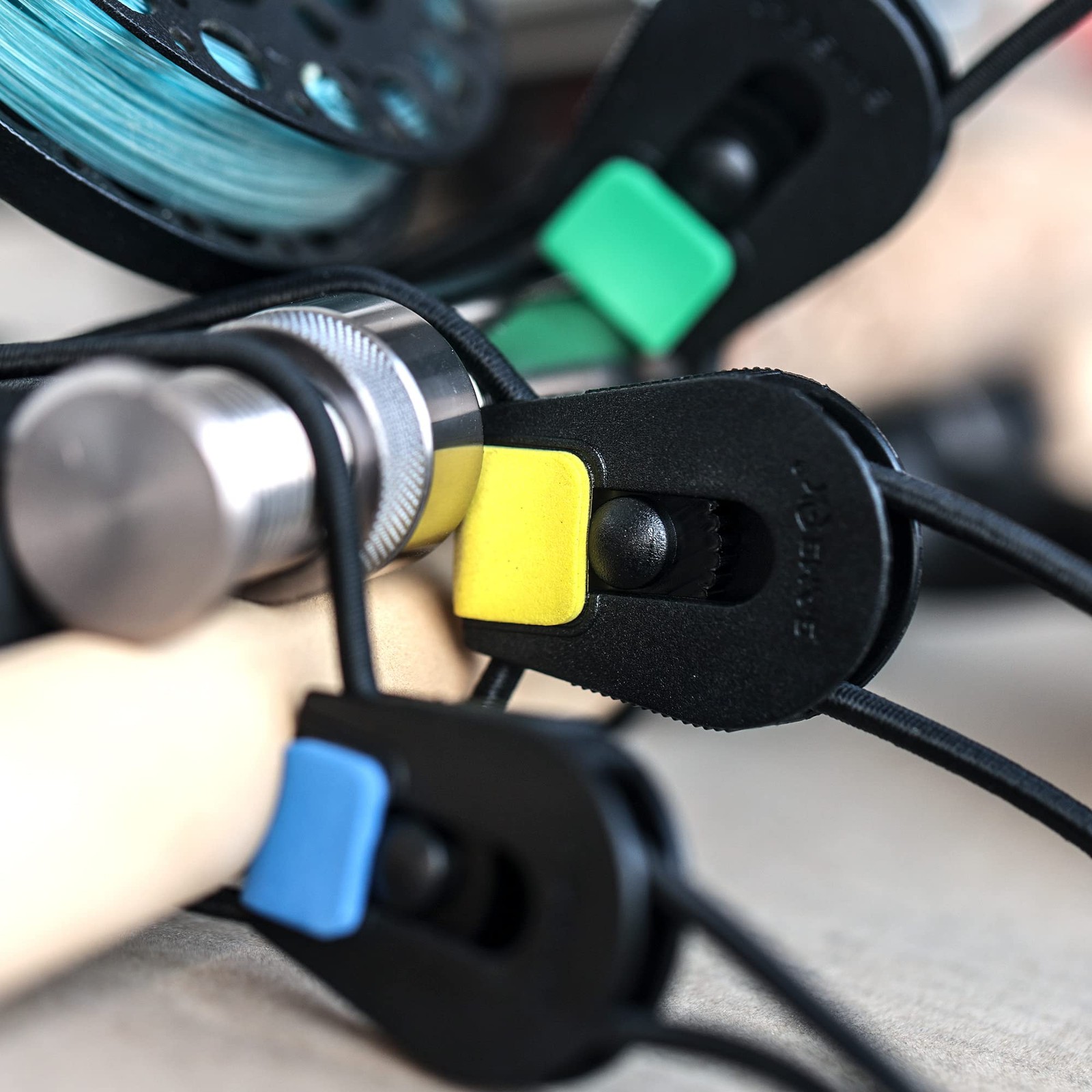 SAMSFX Fishing Rods Belt Stretchy Smart Adjustable, 8pcs, 4 Colors Mixed B