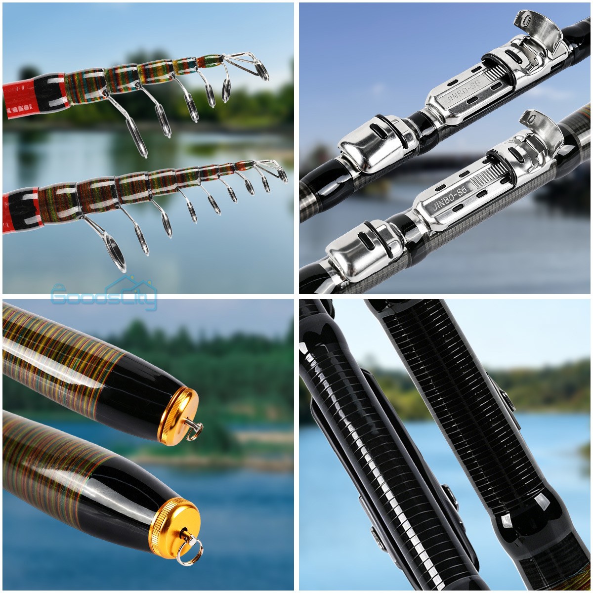 Carbon Fiber Telescopic Fishing Rod Sea Saltwater Portable Spinning Pole