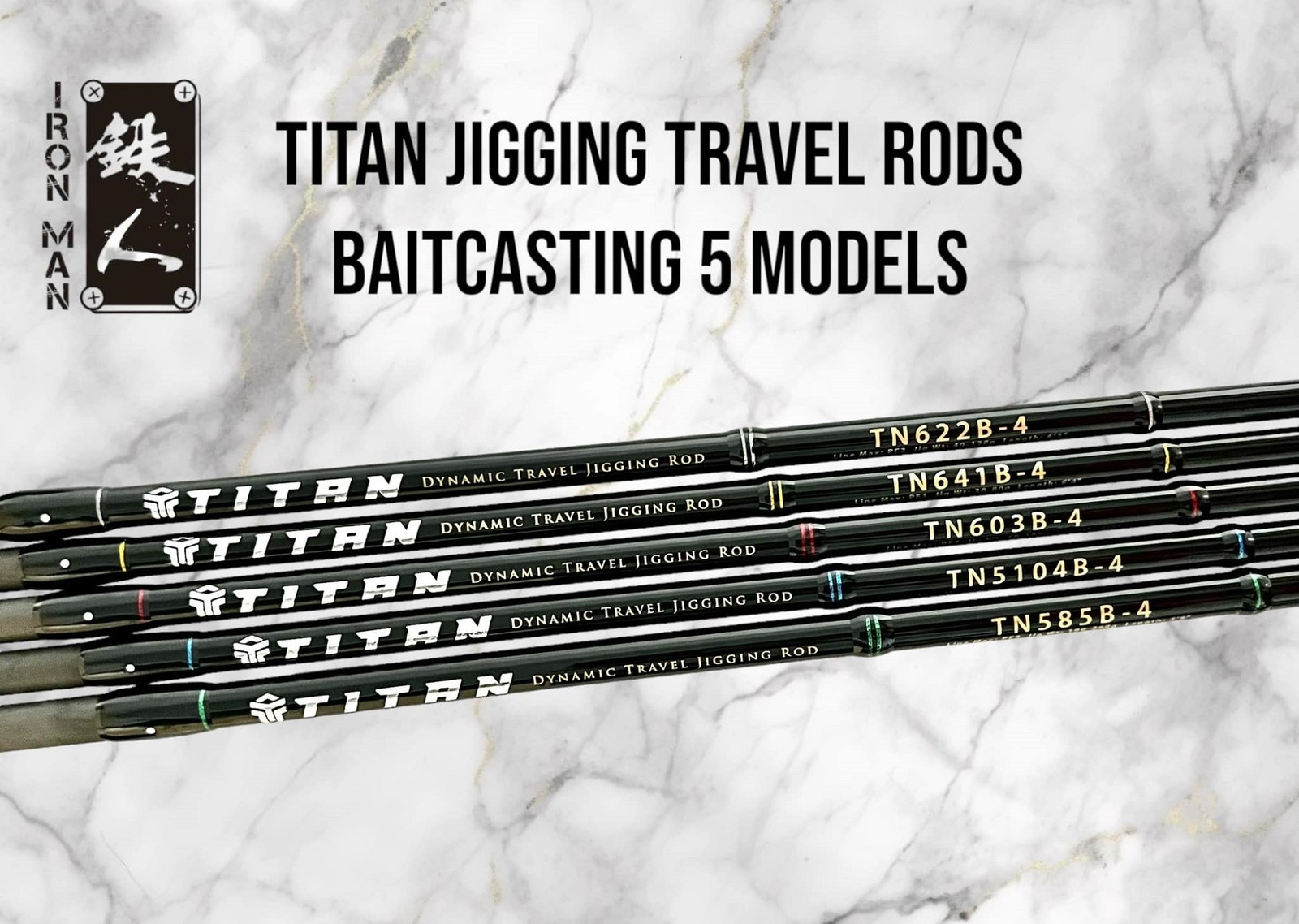 Iron Man Baitcast Rod Titanium Jigging TN603B-4 Piece Travel Rod (2045)