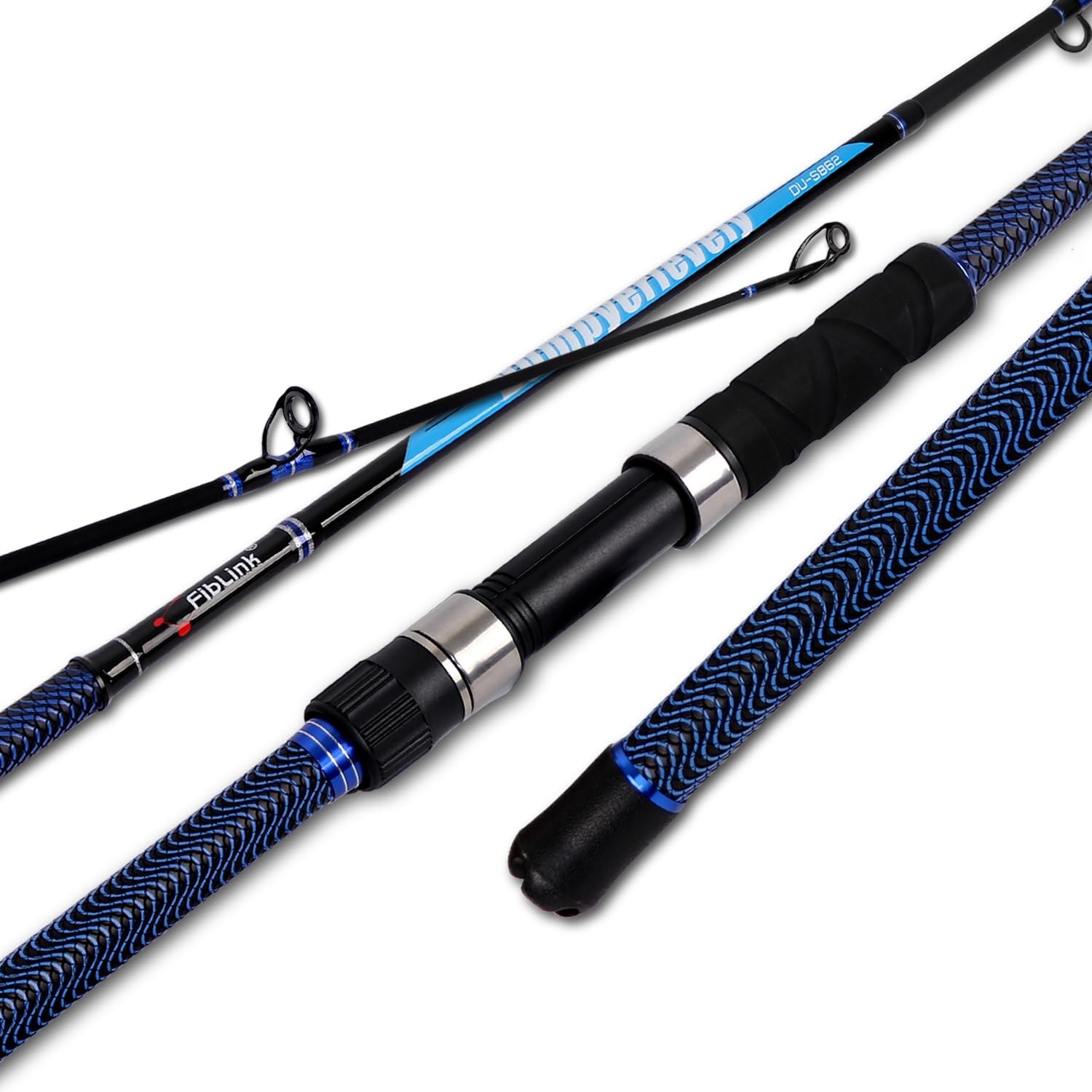 Portable Carbon Surf Fishing Rod – 8’6″ to 15′ Spinning Rod for Saltwater Beach
