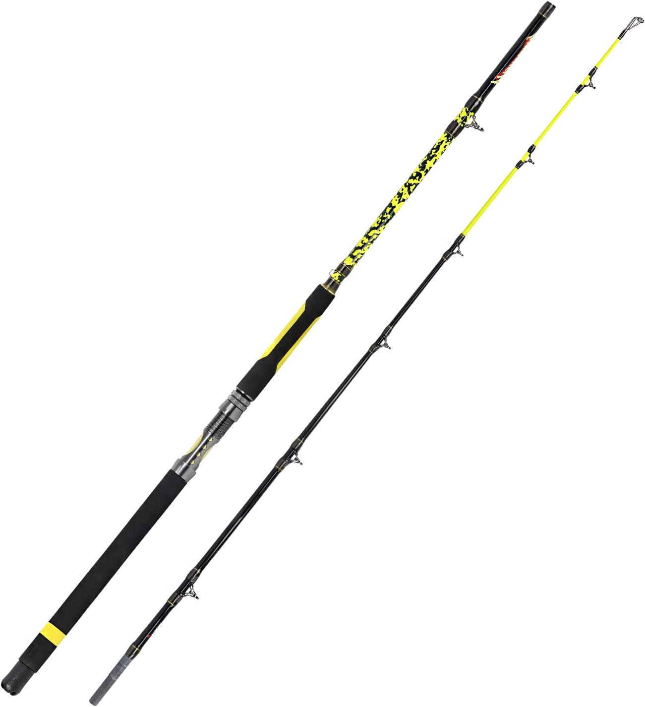 Catfish Rod 1Pc/2Pc Heavy Baitcaster Catfishing Fishing Pole 6’6″/ 7’6″/ 8’/ 10′