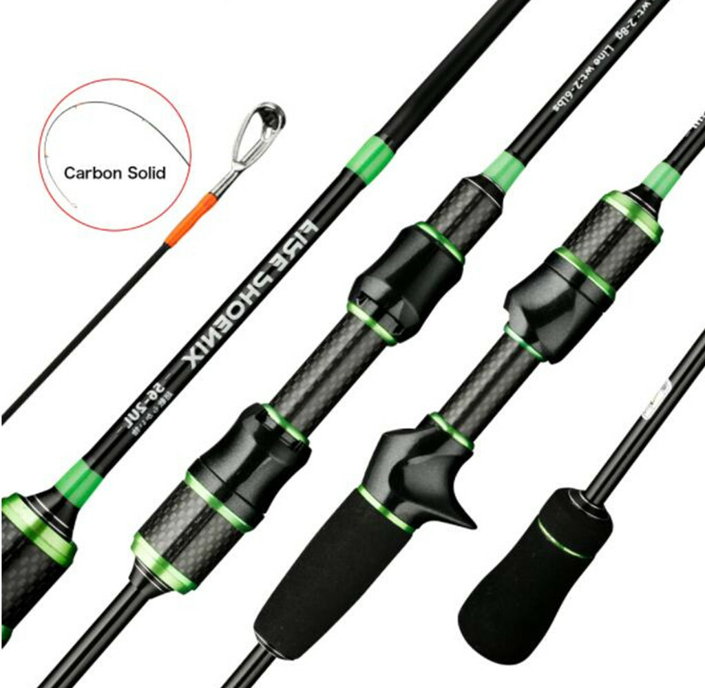 Casting Spinning UltraLight Fishing Rod 1.68/1.8m 30T Carbon 2 Section UL Solid