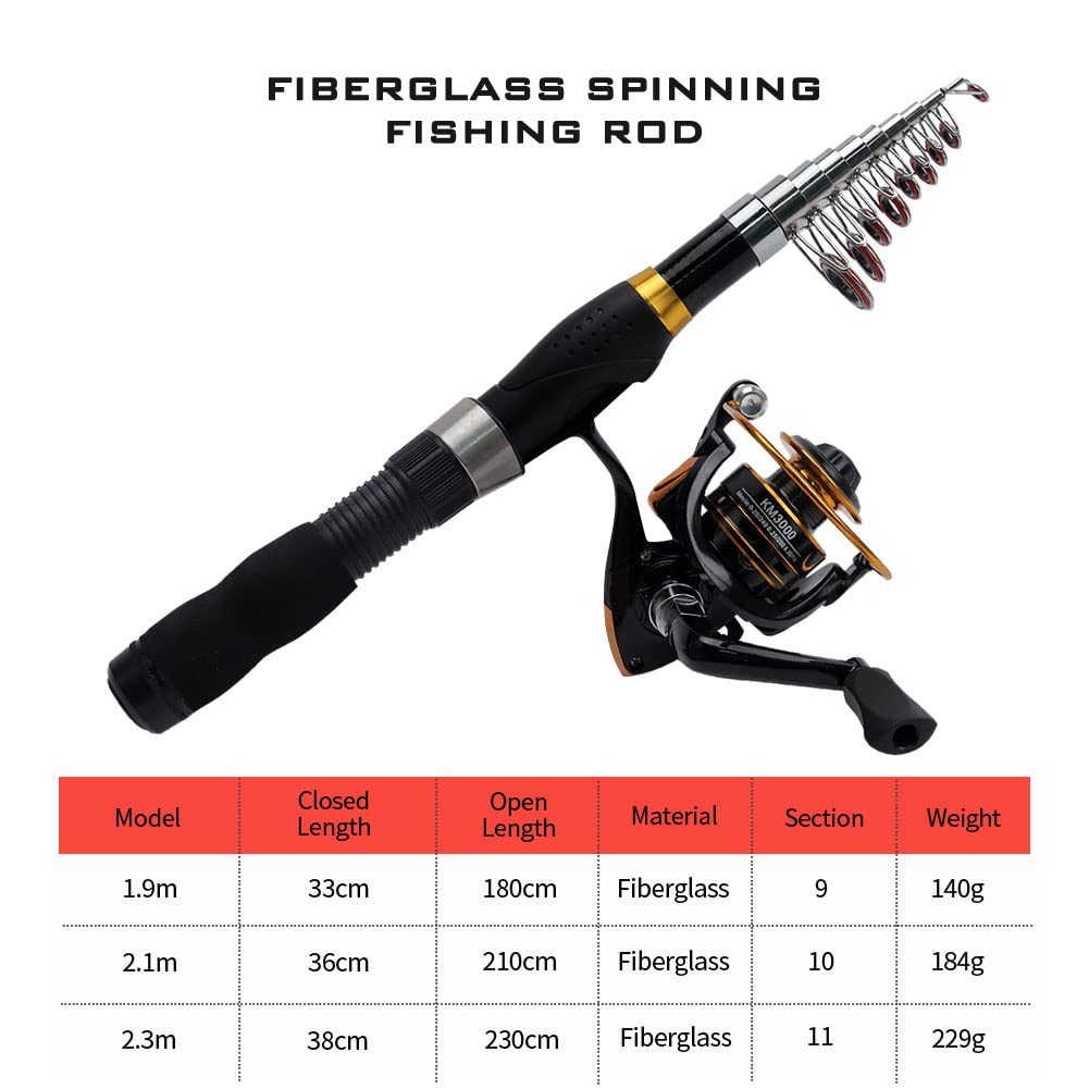Portable Fishing Rod and Reel Combo, Telescopic Fishing Spinning Rod and Reel…