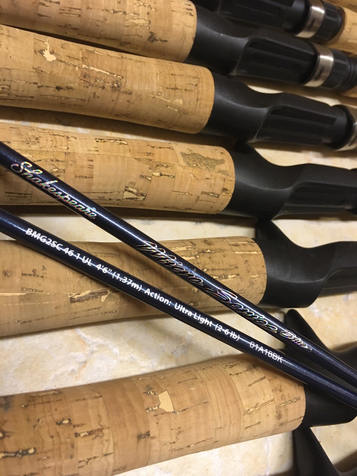 3 Shakespeare Micro Series Graphite UL Casting Rods 4’6 Cork Handle Blu CLOSEOUT