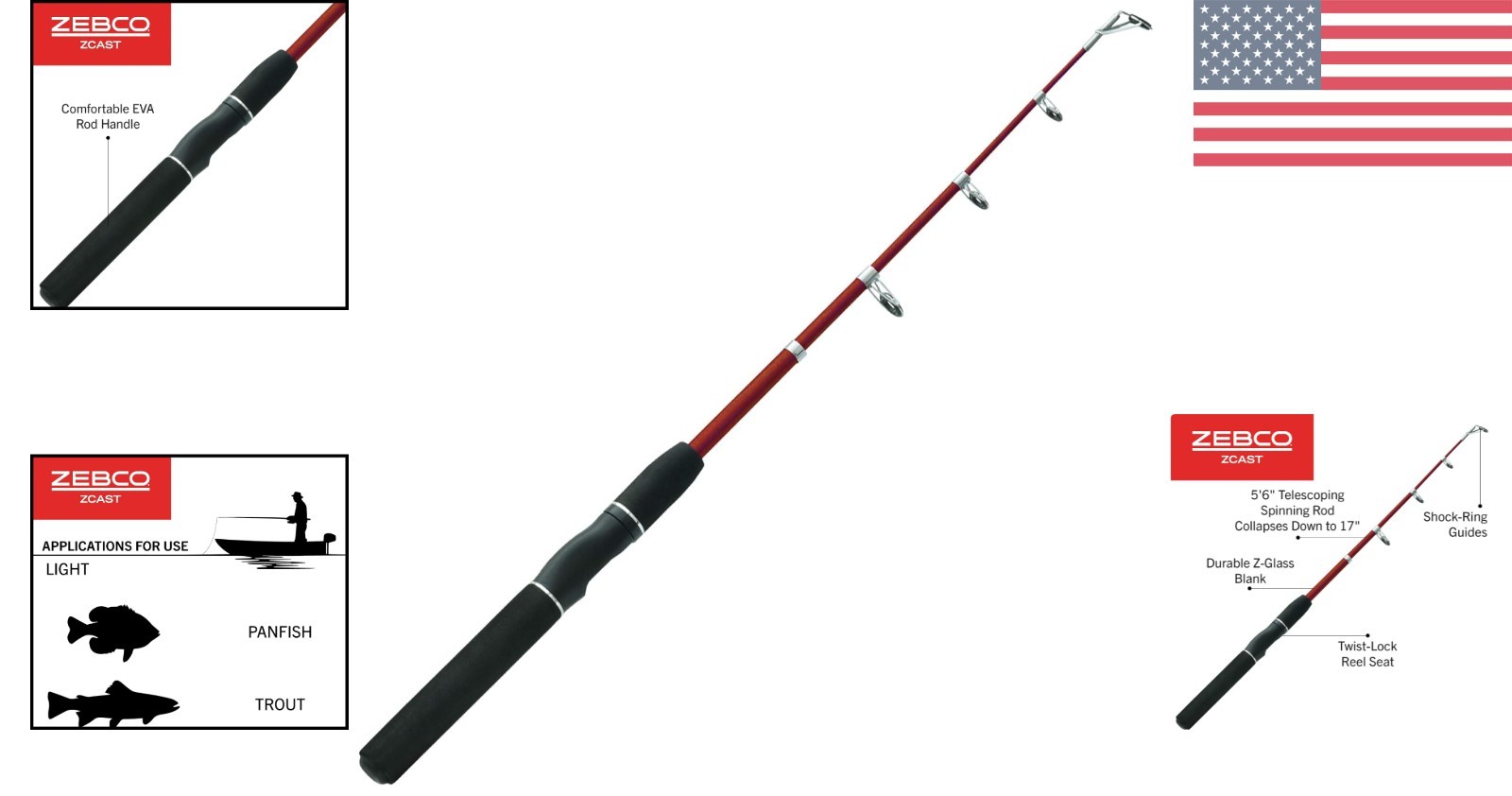 Z-Cast 5’6″ Medium Power Telescopic Fishing Rod – Perfect for Trout & Panfish