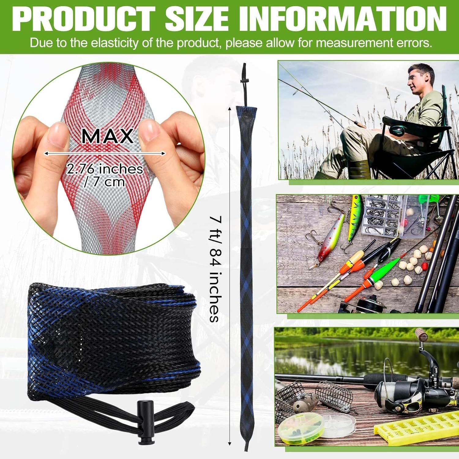 Woanger 7ft Lengthen 12 Pcs Fishing Rod Sleeve Socks Covers multicolor