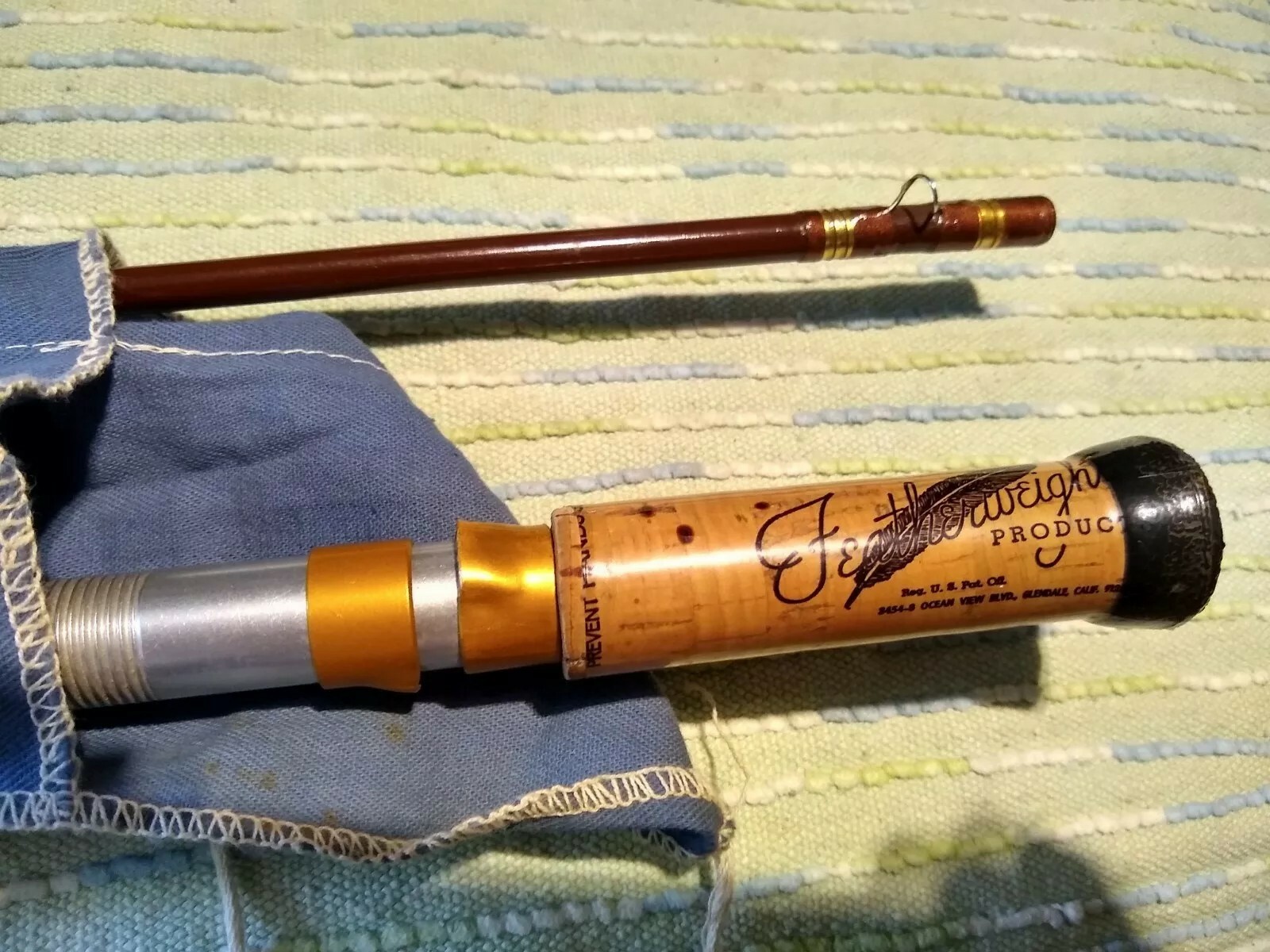 Vintage FeatherWeight 9′ Two Prices Fly Fishing Rod w/ sock near mint