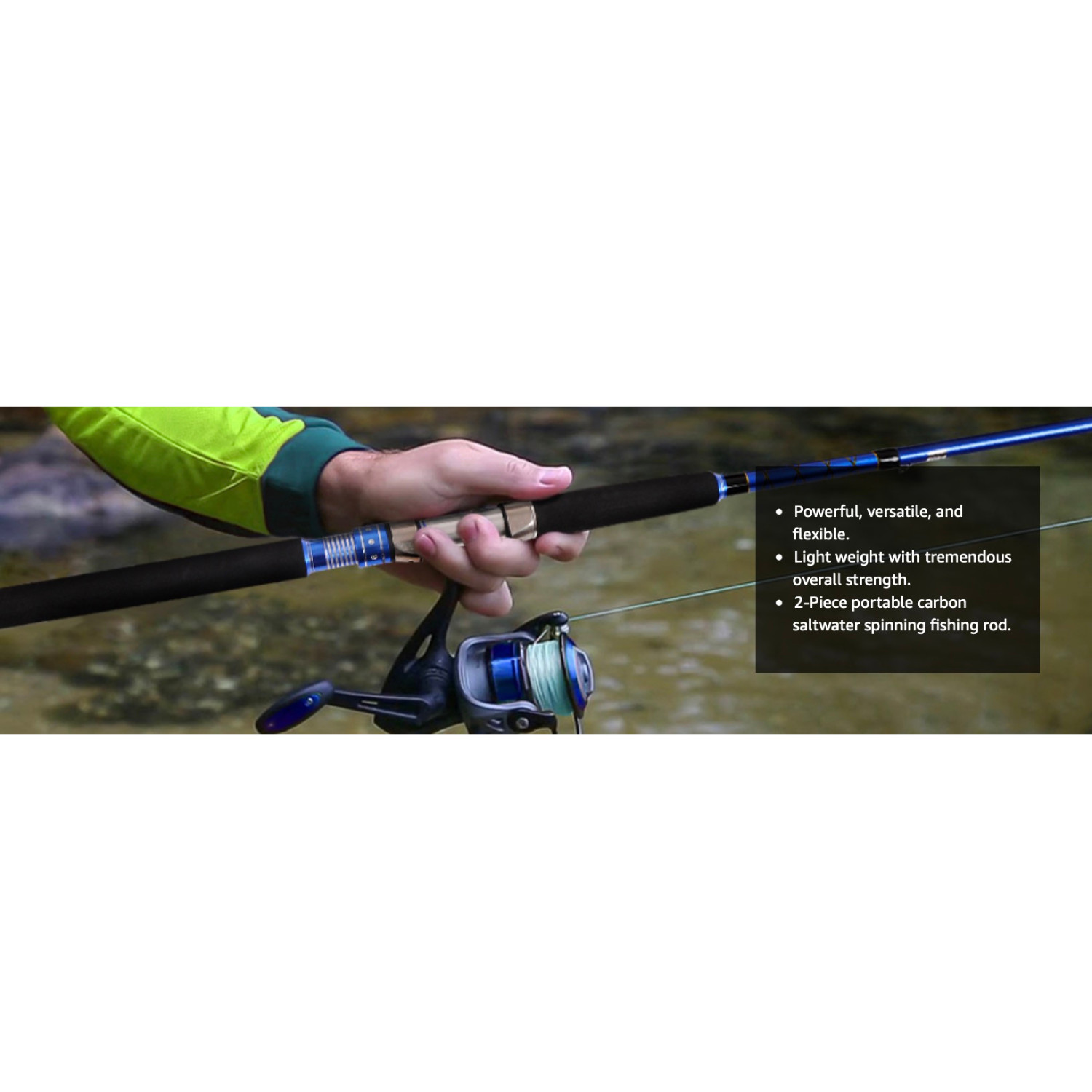 Fiblink 6ft Heavy Saltwater Spinning Rod 2Pc Offshore Graphite EVA Grip Durable