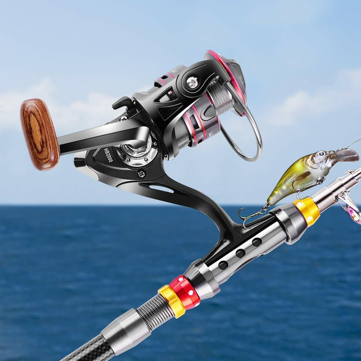 Caña de Pescar Telescópica de Fibra de Carbono y Carrete Combo Kit de Pesca