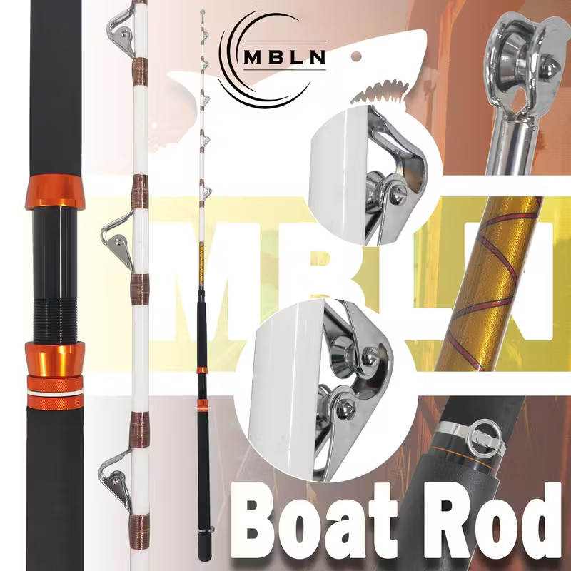 MBLM 180 Heavy-Duty Trolling Boat Saltwater Fishing Rod 80-120 lb w/ safety ring