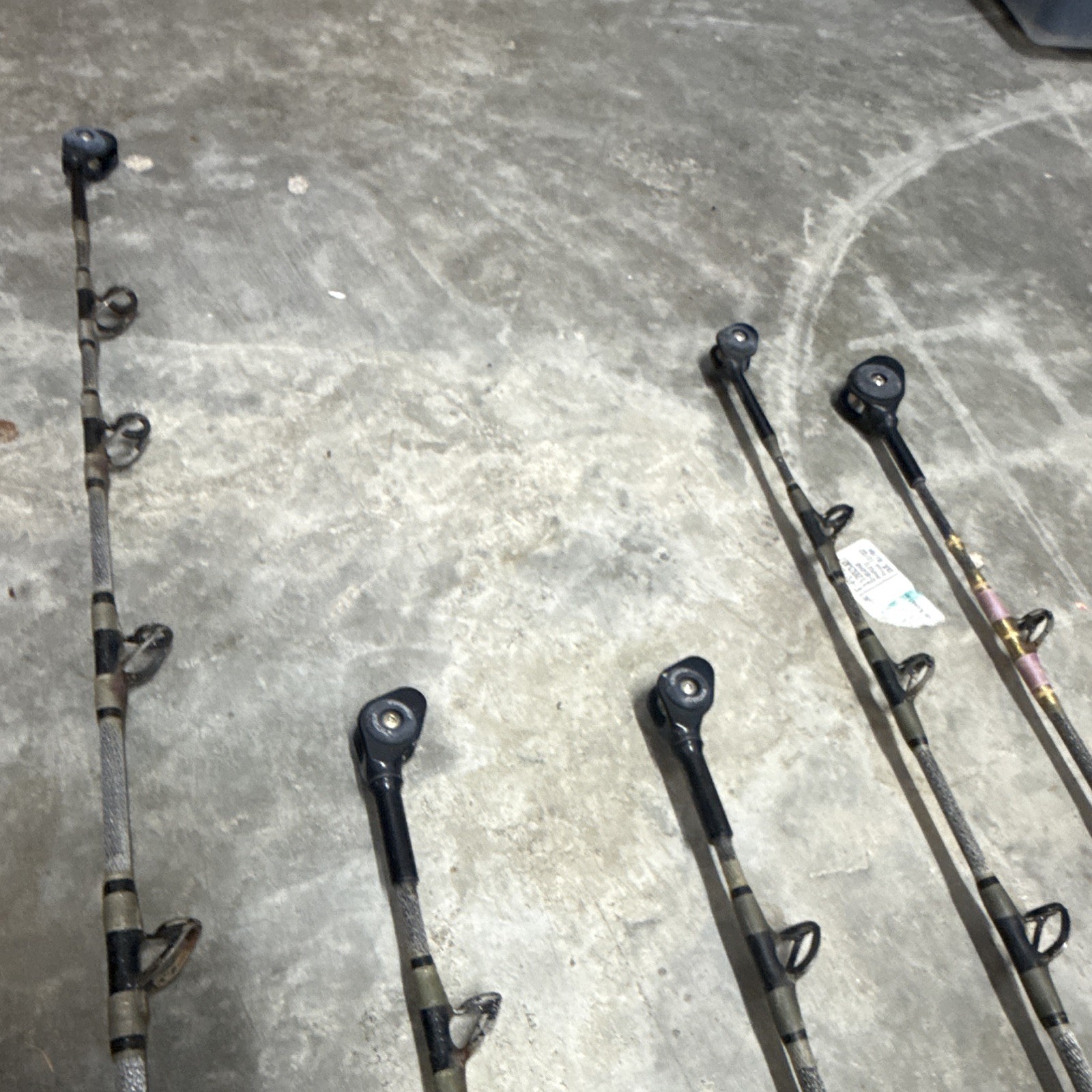 5- Custom tuna rods- used- Calstar blanks- Winthrop tips except 1 of them.