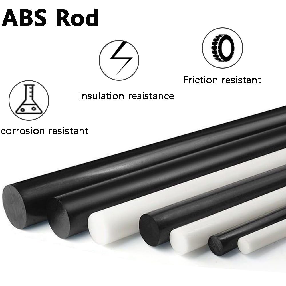 1 PCS Black ABS Plastic Rods 2×12 Inch Round Solid Bar Mechanical DIY Craft