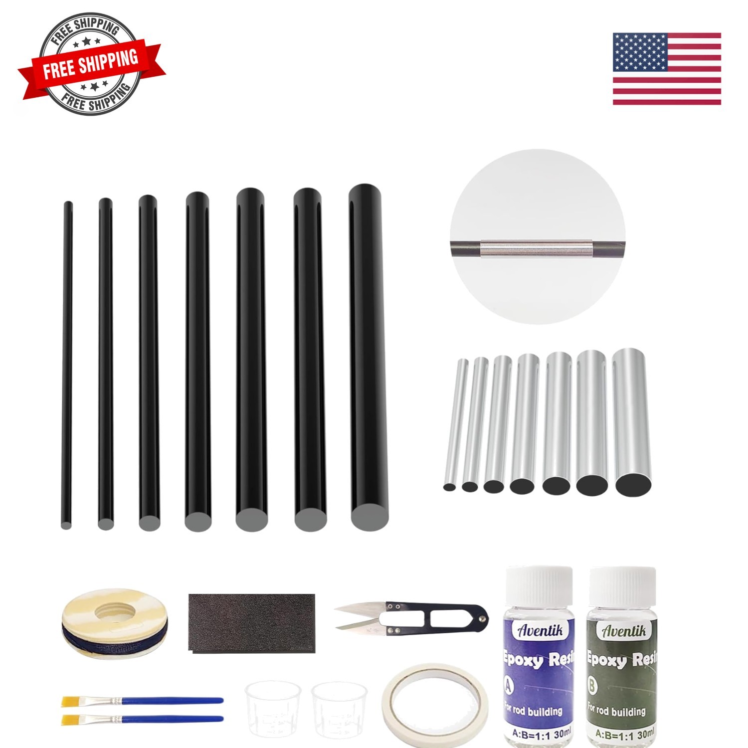 Fishing Rod Repair Kit Complete with Accessories, Carbon Fiber Stick and Stai…