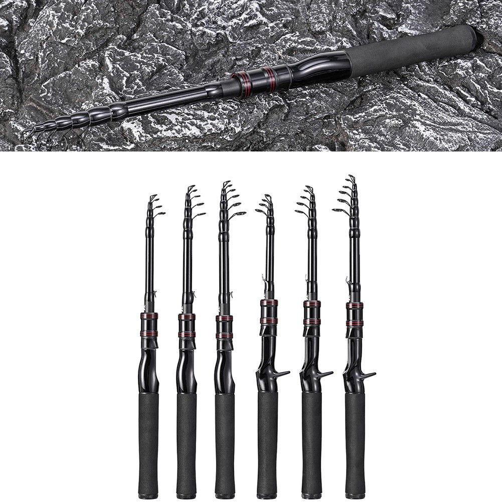 1.5/1.8/2.1M Black Telescopic Lure Rod Spinner Carbon Fiber Travel Sea ??pole