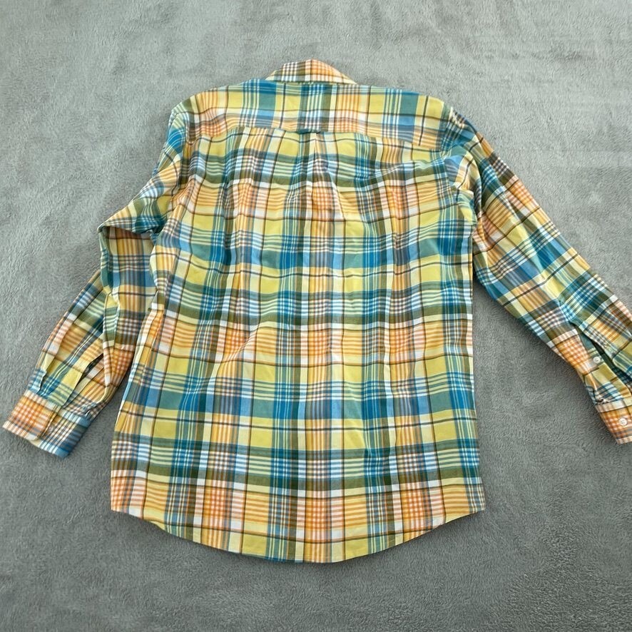Orvis Mens Signature Collection Plaid Button-Down Shirt Medium Yellow 4420