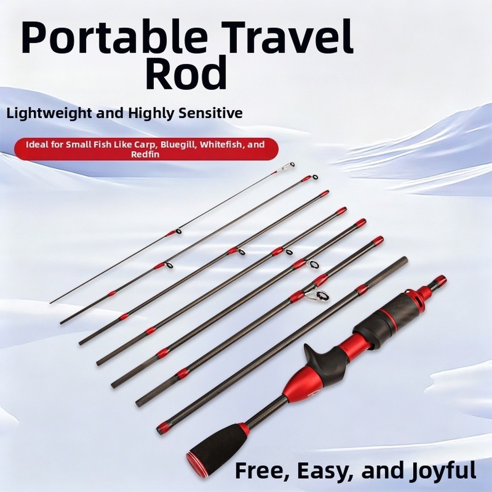 8-Piece Carbon Fishing Rod 1.68/1.8m Ultralight Travel Rod 27cm Folded 2-8g