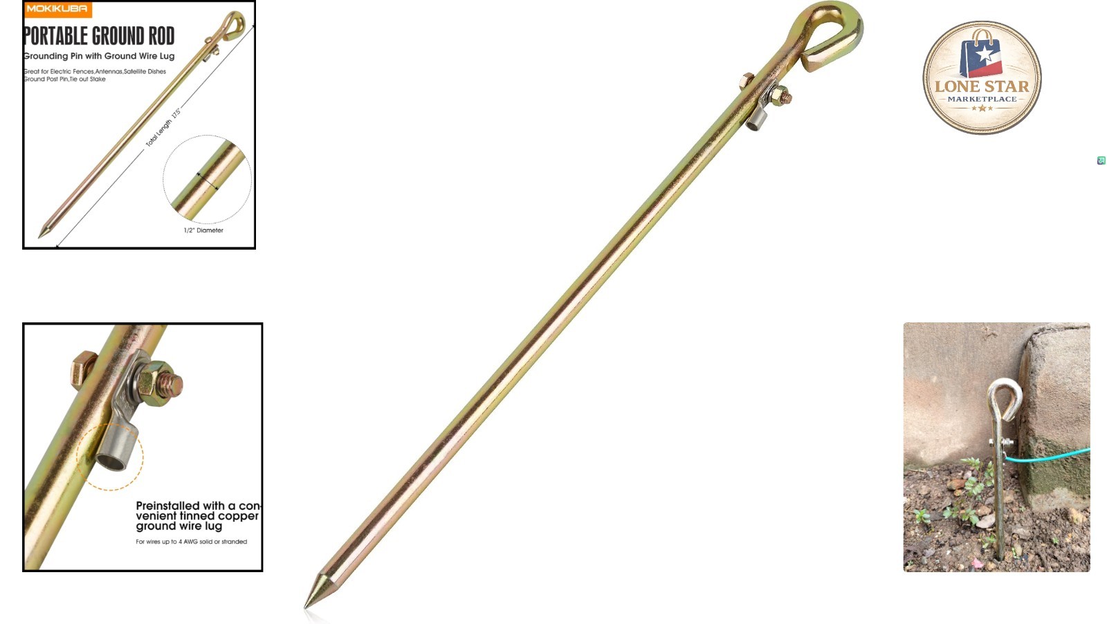 Versatile Grounding Rod – 17.5 inch Steel Pin for Antennas & Outdoor Projects