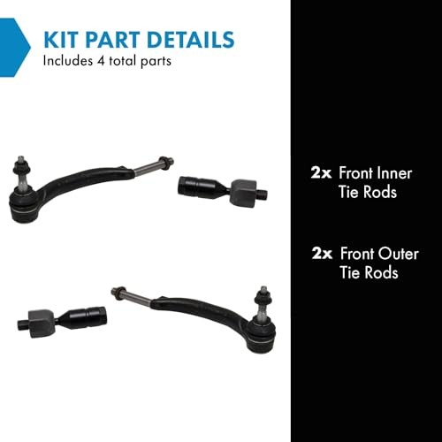 Front Inner and Outer Tie Rod Set 4 Piece Compatible with 2008-2014 PSA69774