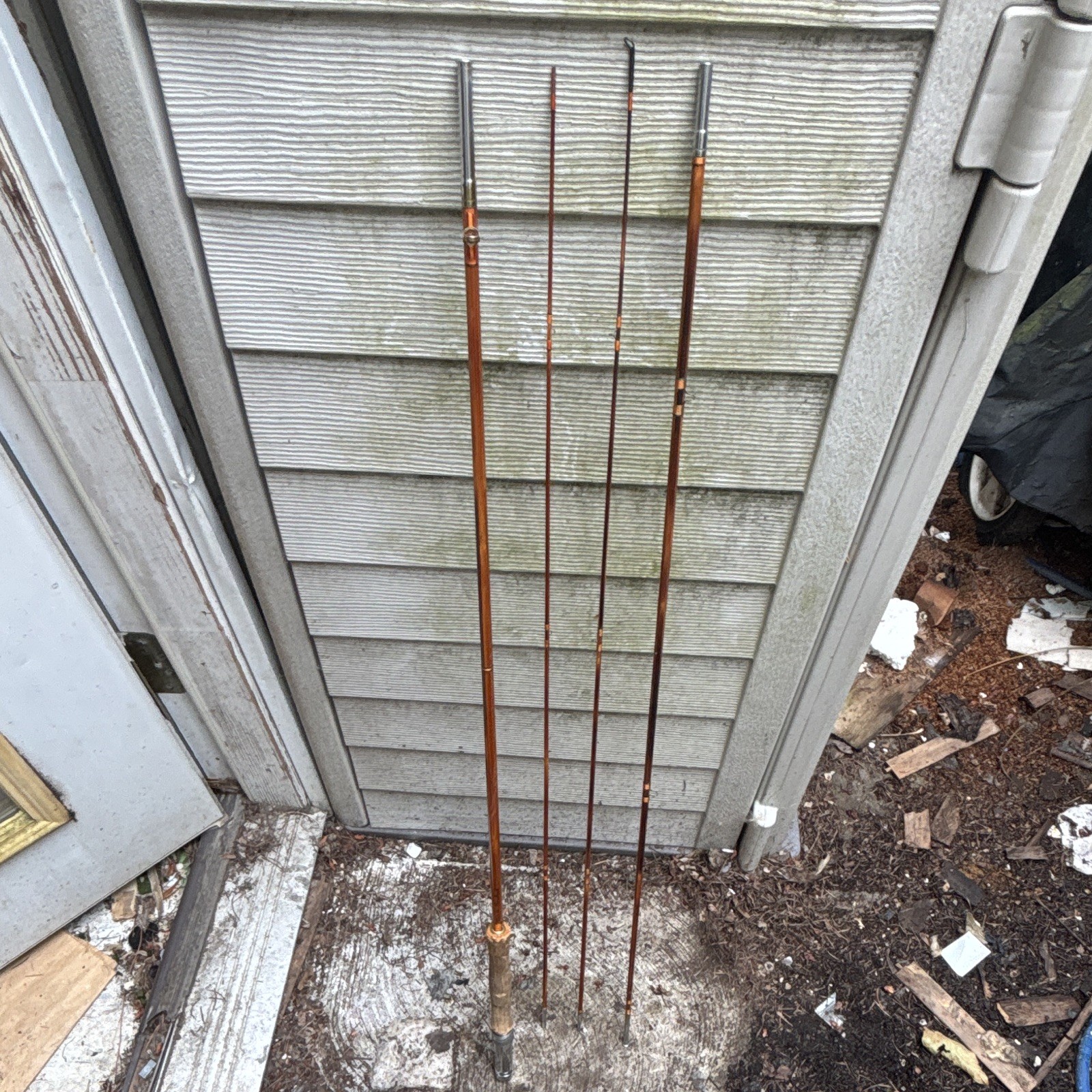 Wards Thoroughbred 9ft 4pc Split Bamboo Casting Rod never used original case