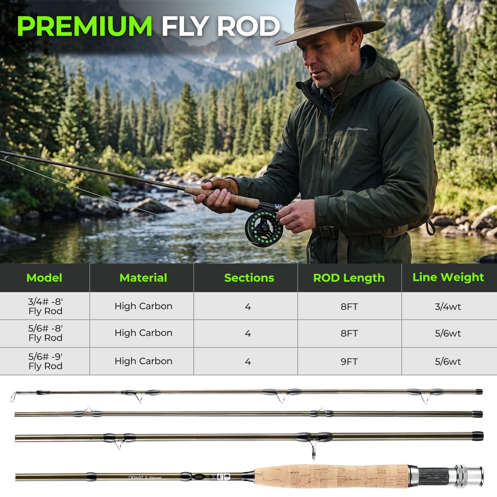 TOPFORT Fly Fishing Rod and Reel Combo Starter Kit, 4 Piece Lightweight Ultra…