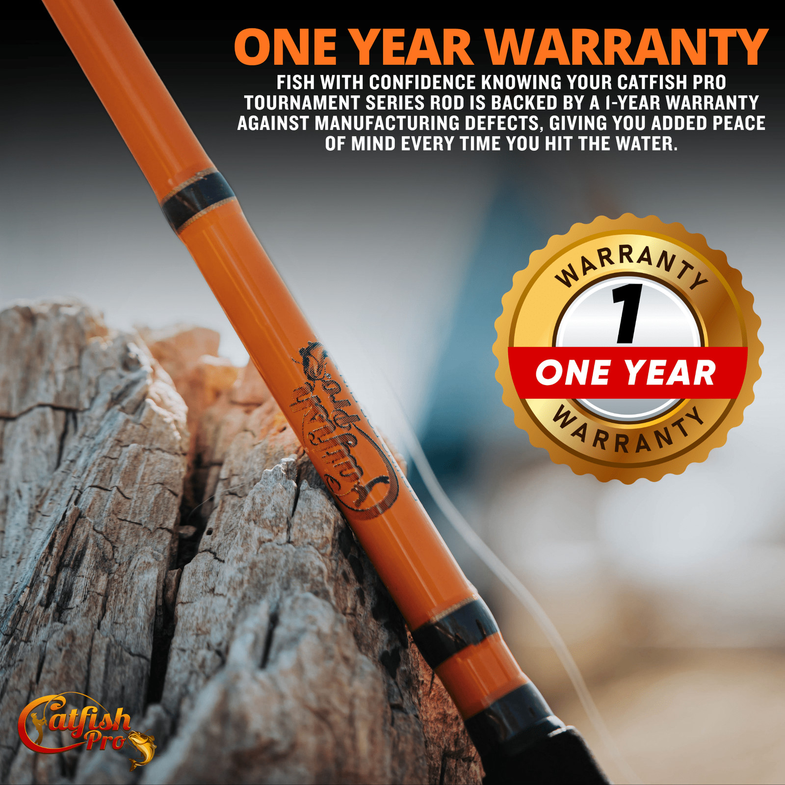 Catfish Pro 7’6″ Tournament Casting Rod One-Piece with Glow-in-the-Dark Tip
