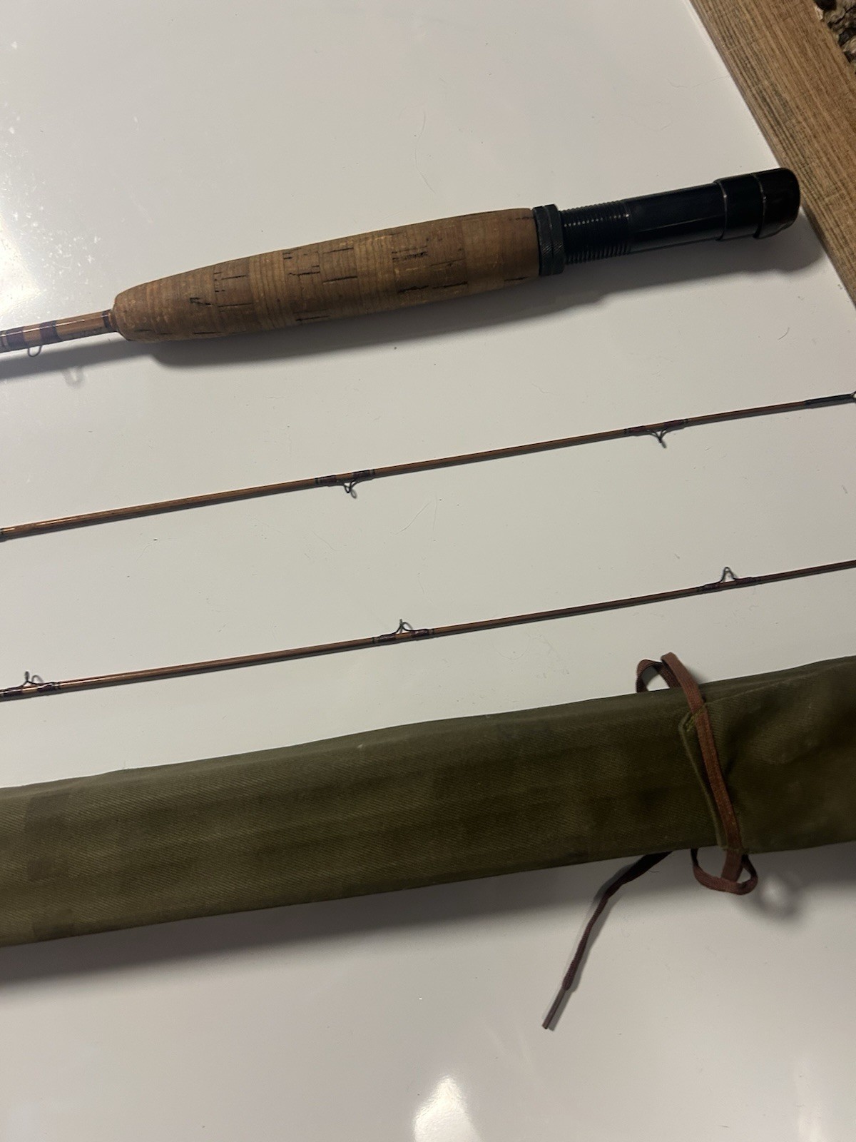 Rare Charles Kent 7’6” Split Bamboo Fly Rod | 3 Piece / 2 Tips | Original Tube &