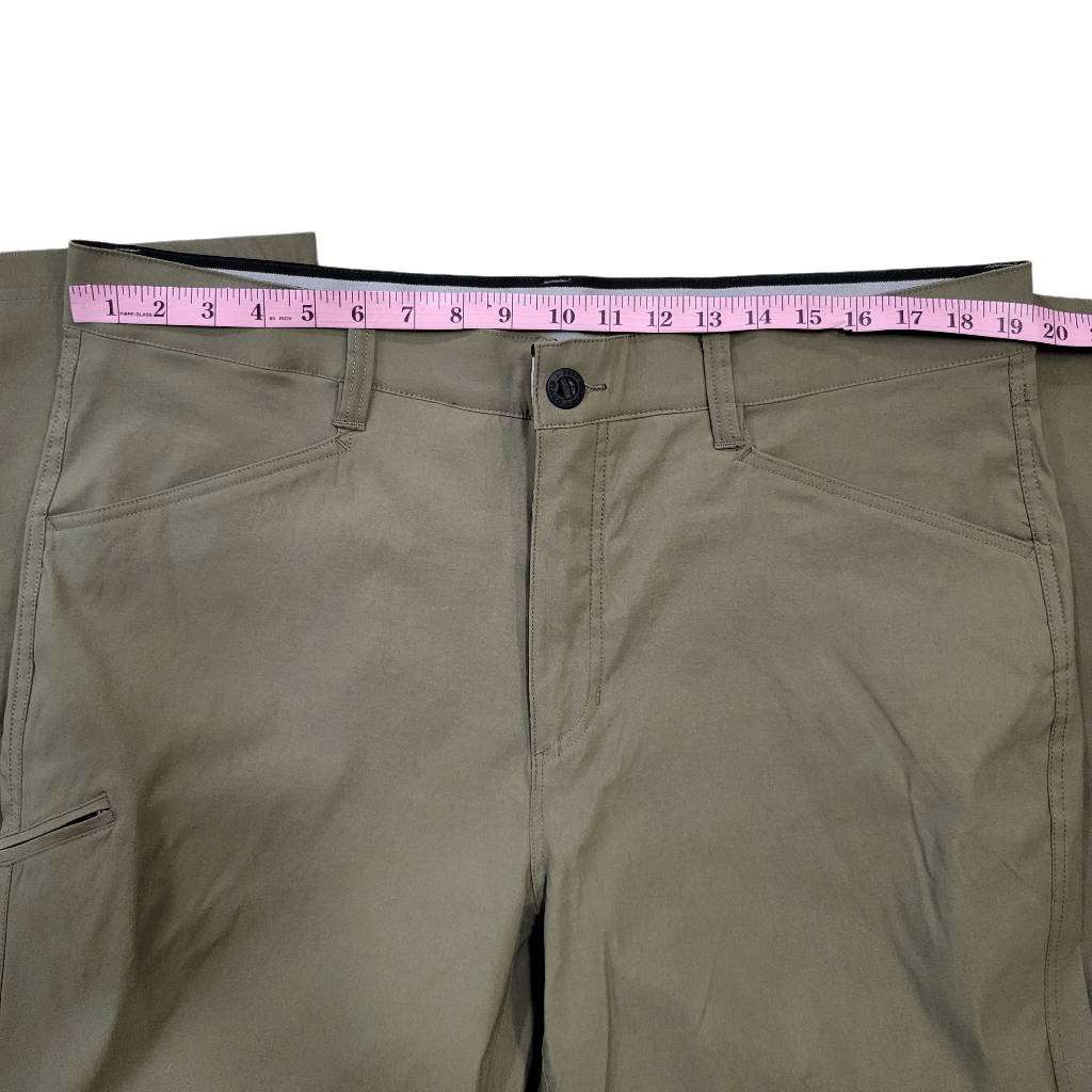 Orvis Mens Tech Pants Olive Green Nylon Water Repellent Zip Fly Size 38 x 34
