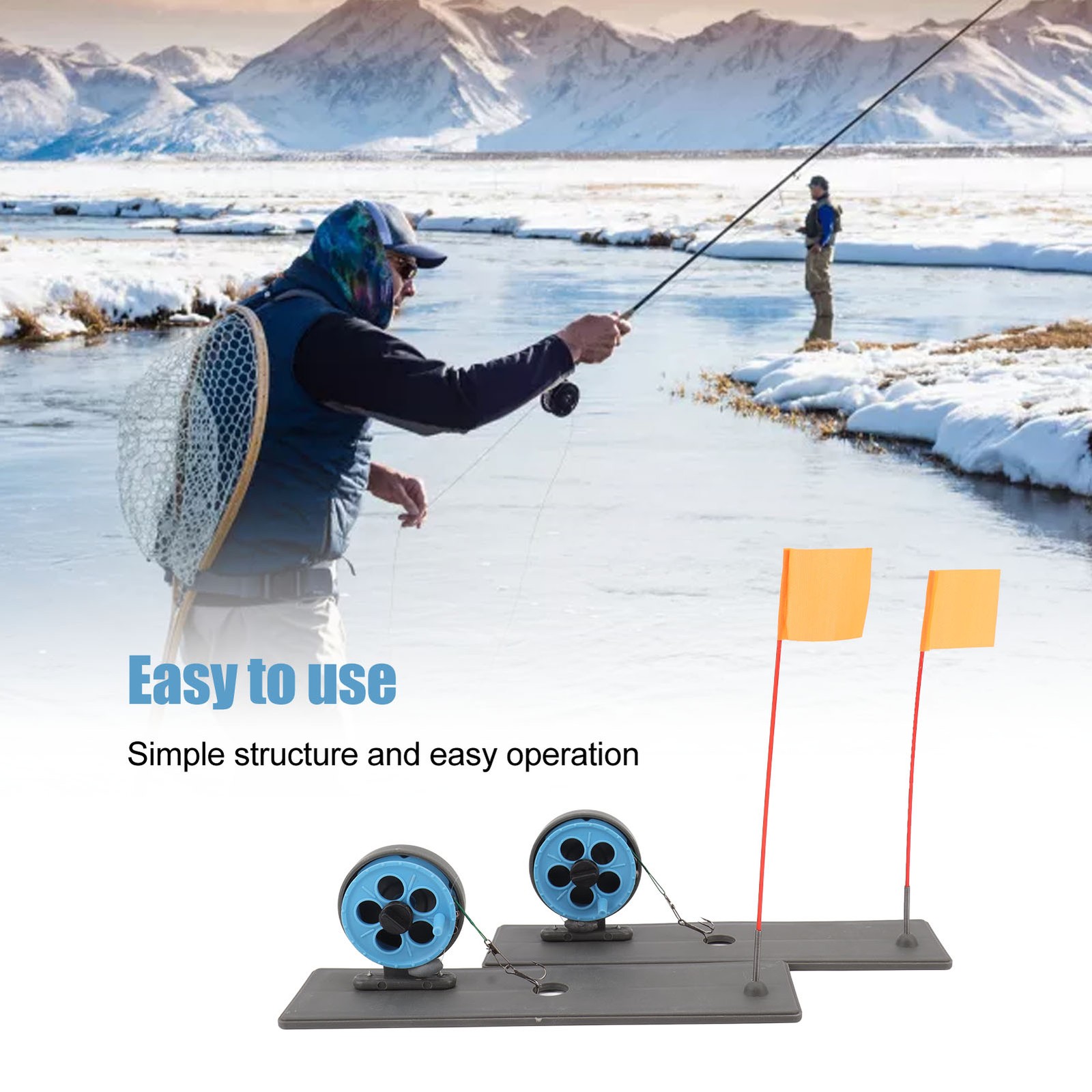 ¦2pcs Ice Fishing Flag Marker Rod Automatic Floating Stable Ice Fishing Rod Tip