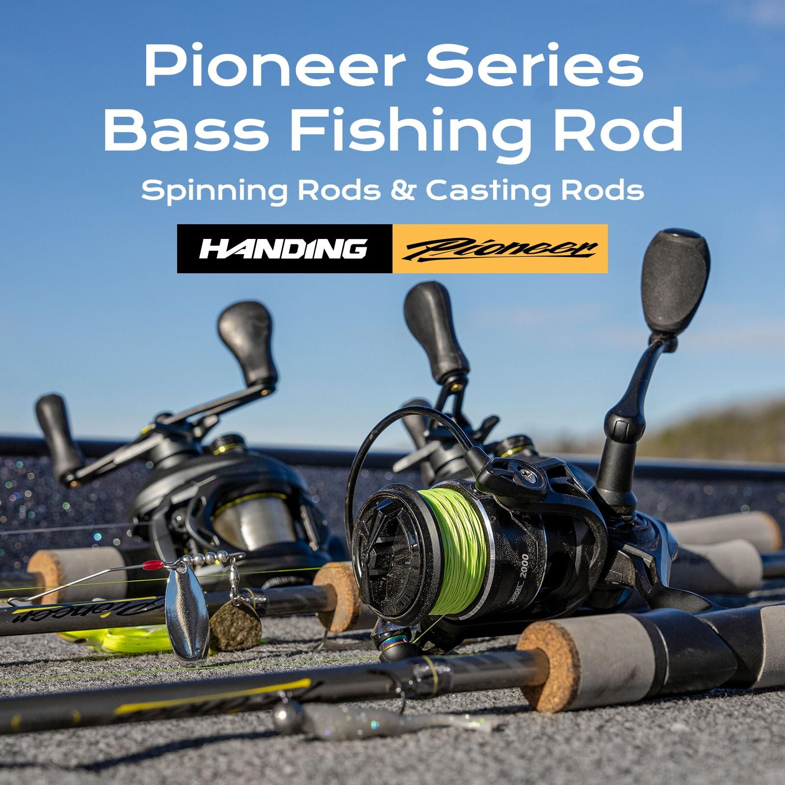 Pioneer 7′ Fishing Rod Baitcaster Rod for Largemouth Smallmouth Walleye