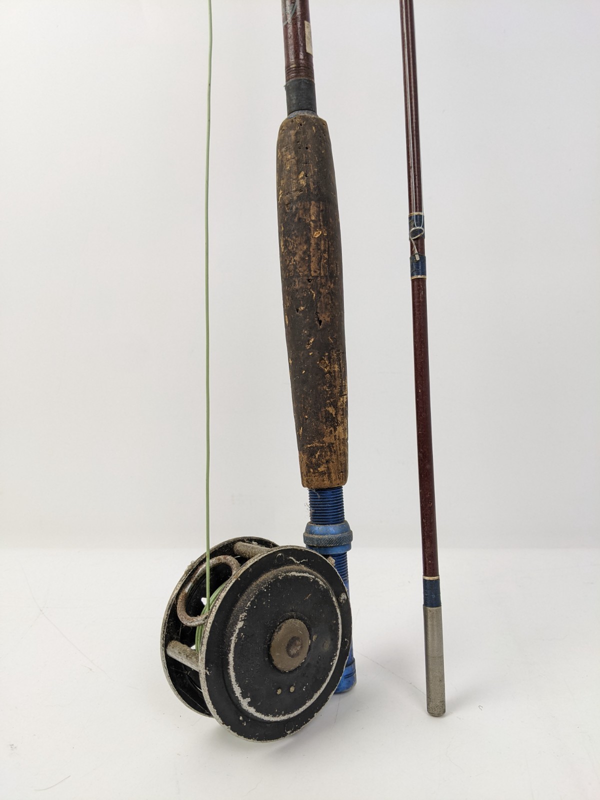 VTG Sears Roebuck JC Higgins 2pc Fiber Glass Fishing Pole Rod & Union Reel
