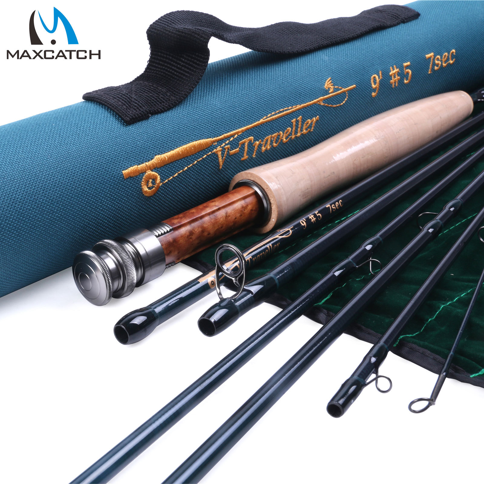 Maxcatch V-Traveler Fly Fishing Rod 4/5/6/7/8wt 9ft 7pcs, IM10 Carbon fiber