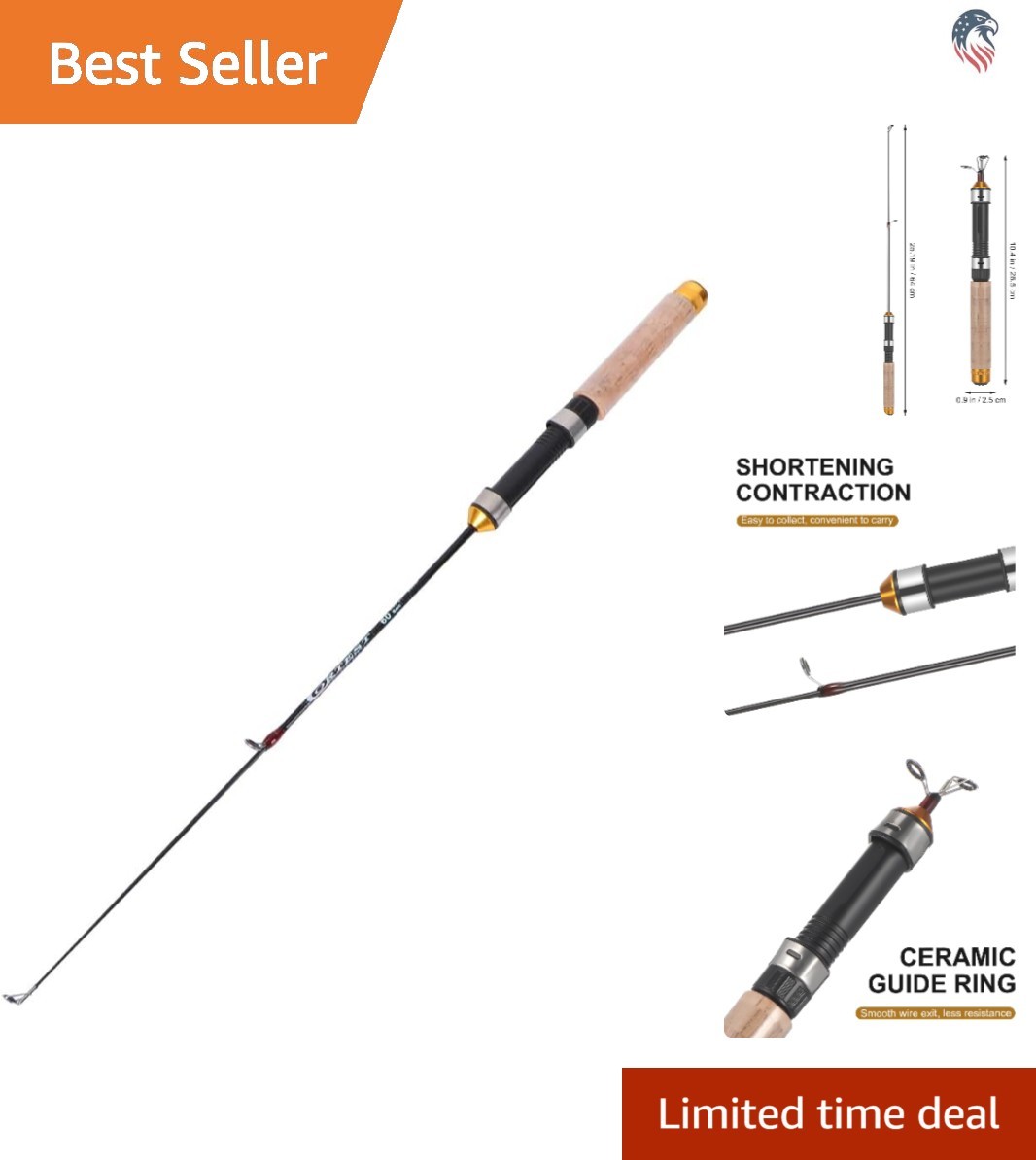 Compatible with Saltwater Freshwater Fishing Rod 25.6 Inch Carbon Mini Ultra-…
