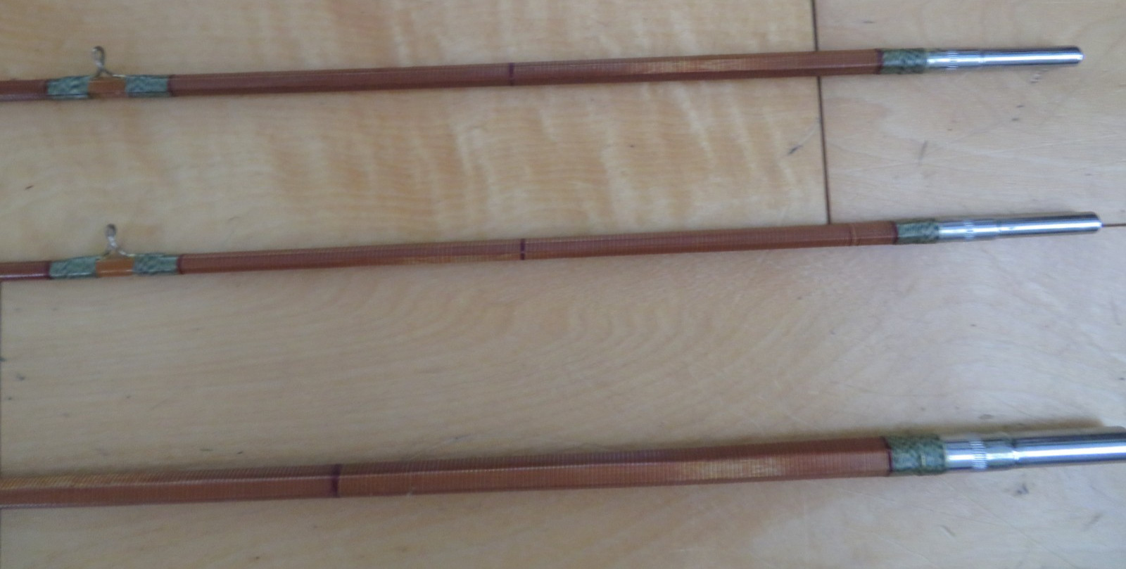 Vintage Crown Japanese 8′ Bamboo Fly Fishing Rod Set w/ Crown Brand Box & Gear