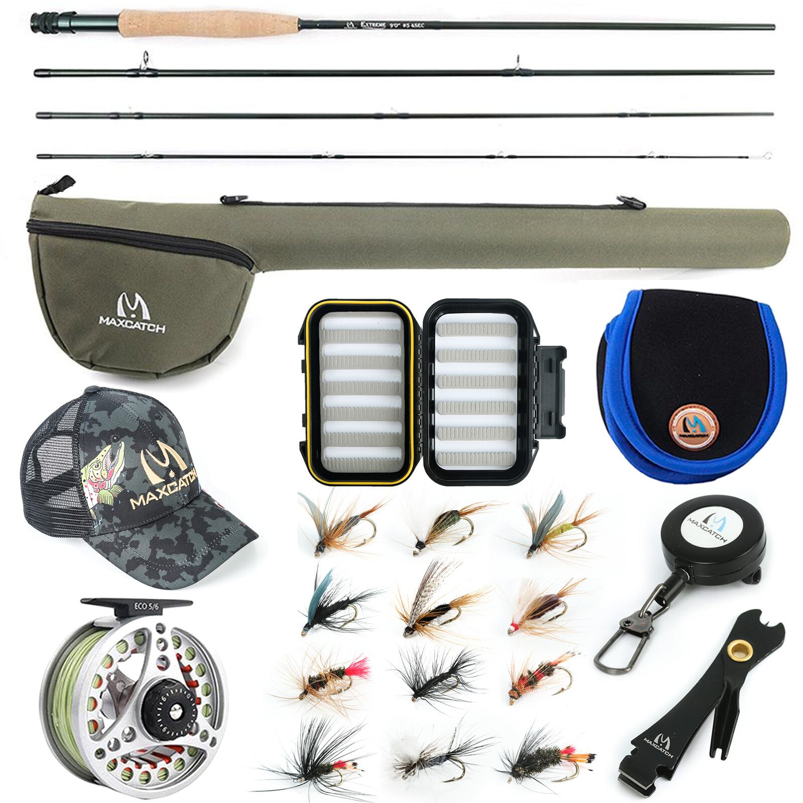Extreme 3/4/5/6/7/8WT Fly Fishing Rod Kit, New Starter, Whole Combo