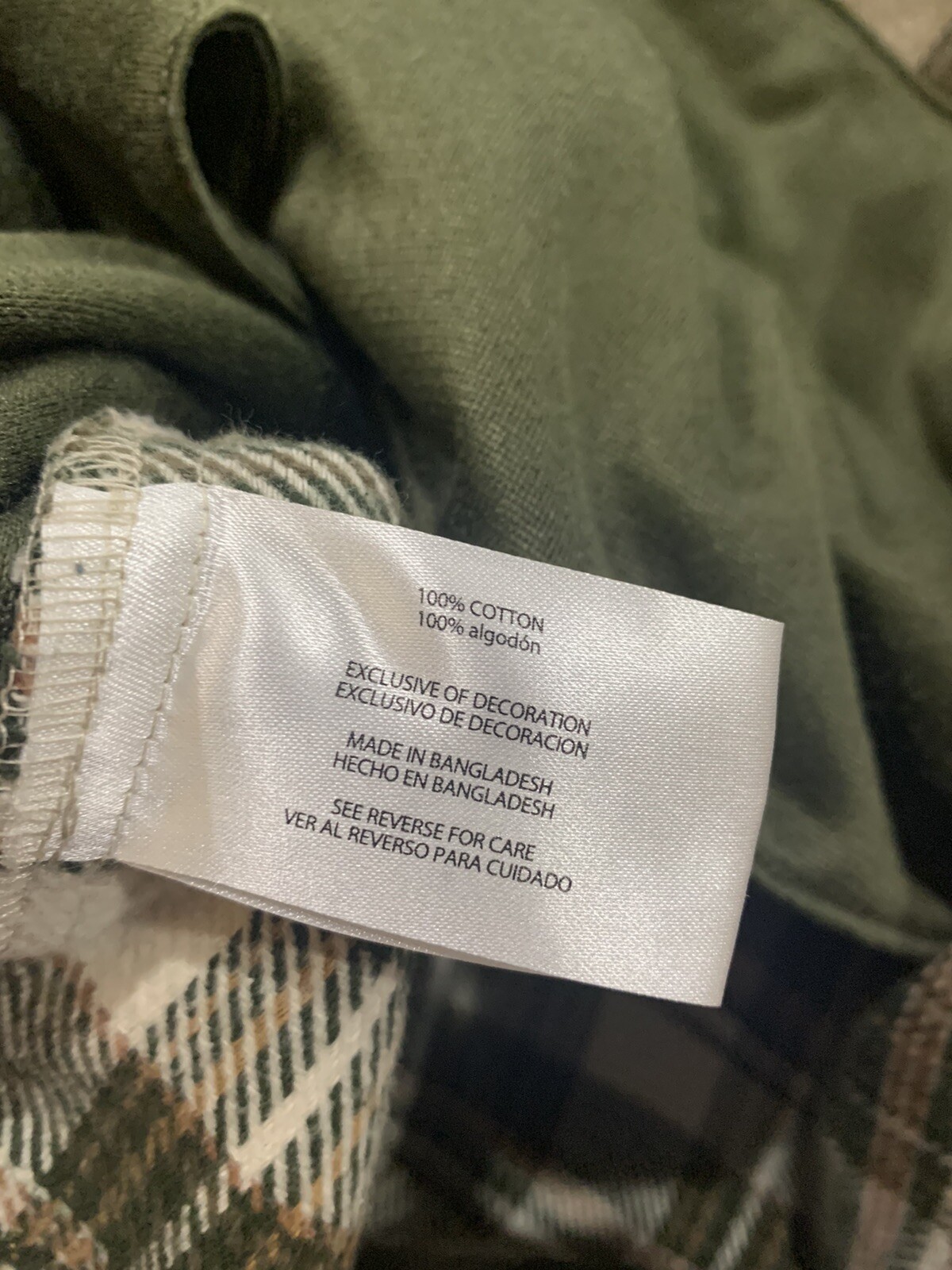 Orvis Men’s Flannel Plaid L/S Shirt Jacket Green & Ivory Side Pockets Size L EUC