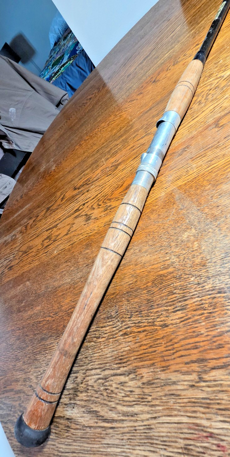 Vintage Maximus Wood Handle 1-Piece 7′ Boat Trolling Fish Rod