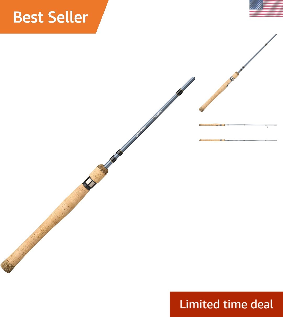 President 7′ Spinning Rod – Lightweight 2-Piece, Medium Power Fishing Rod