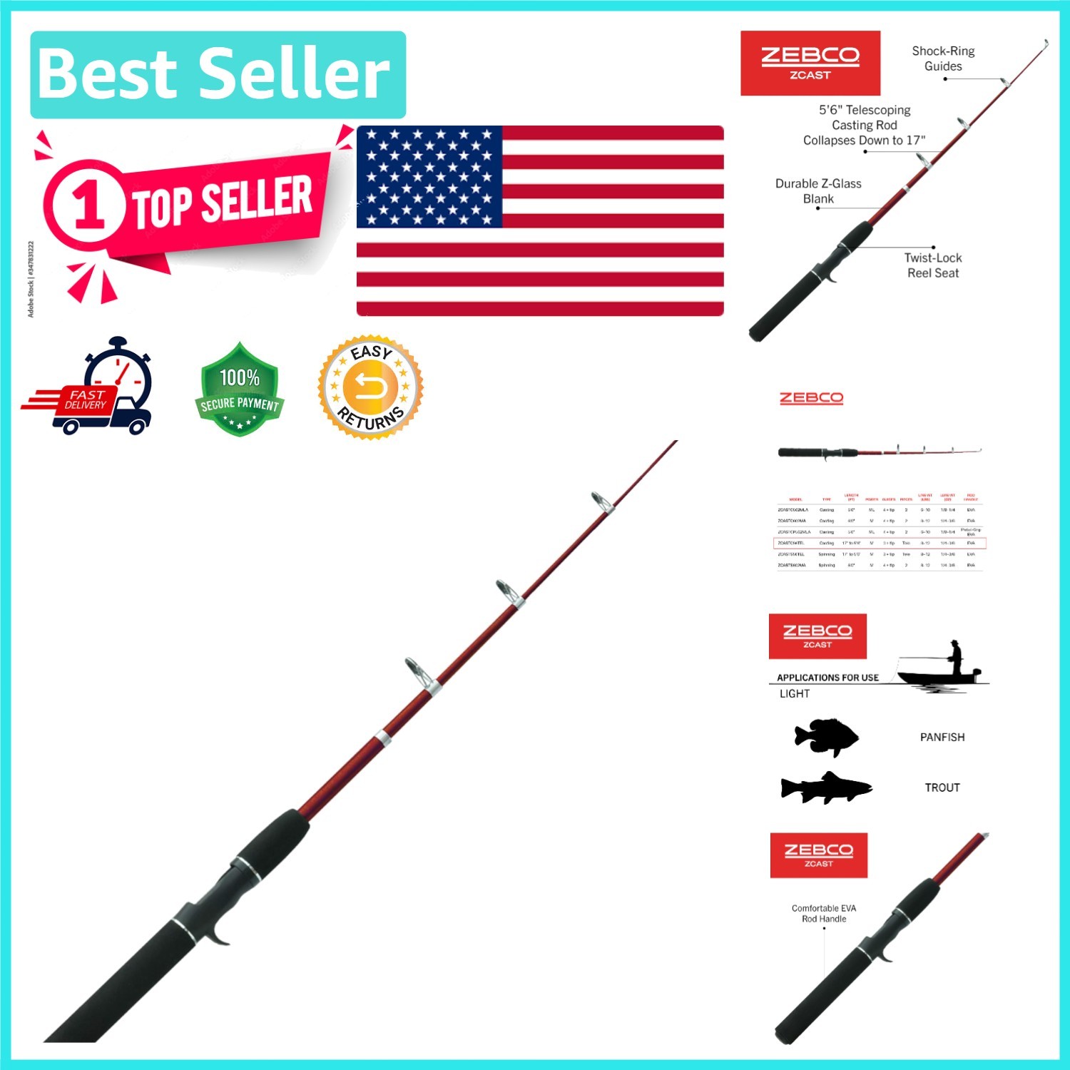 Lightweight Z-Cast Casting Rod with Durable EVA Grip – Long-Lasting Fishing Gear