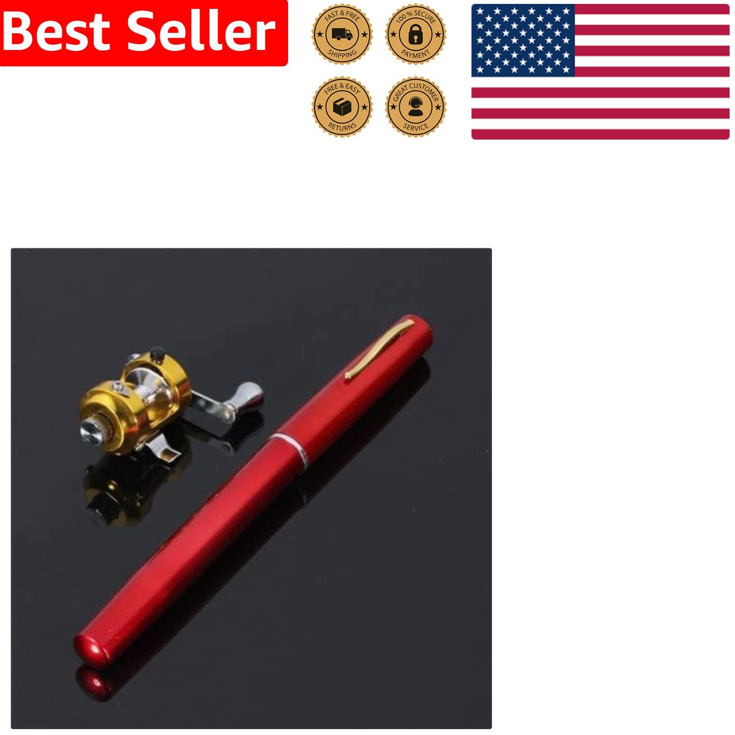 Compact Fishing Rod Pen – 38 Inch Aluminum Alloy Mini – Travel Fishing Gear